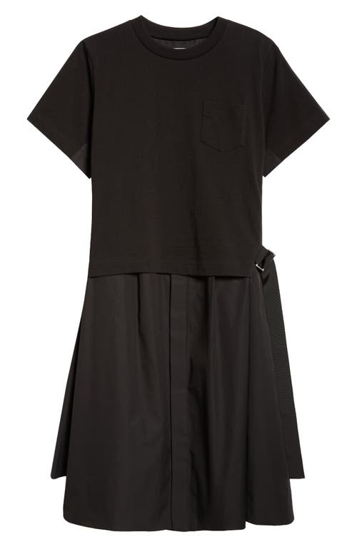 Sacai X Thomas Mason Layered Mixed Media Dress In Black