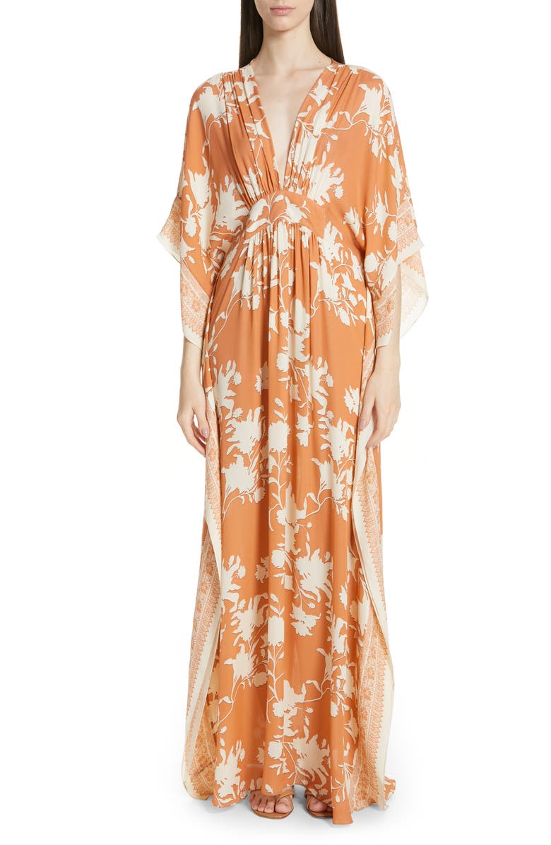 Johanna Ortiz Floral Print Silk Caftan Dress | Nordstrom