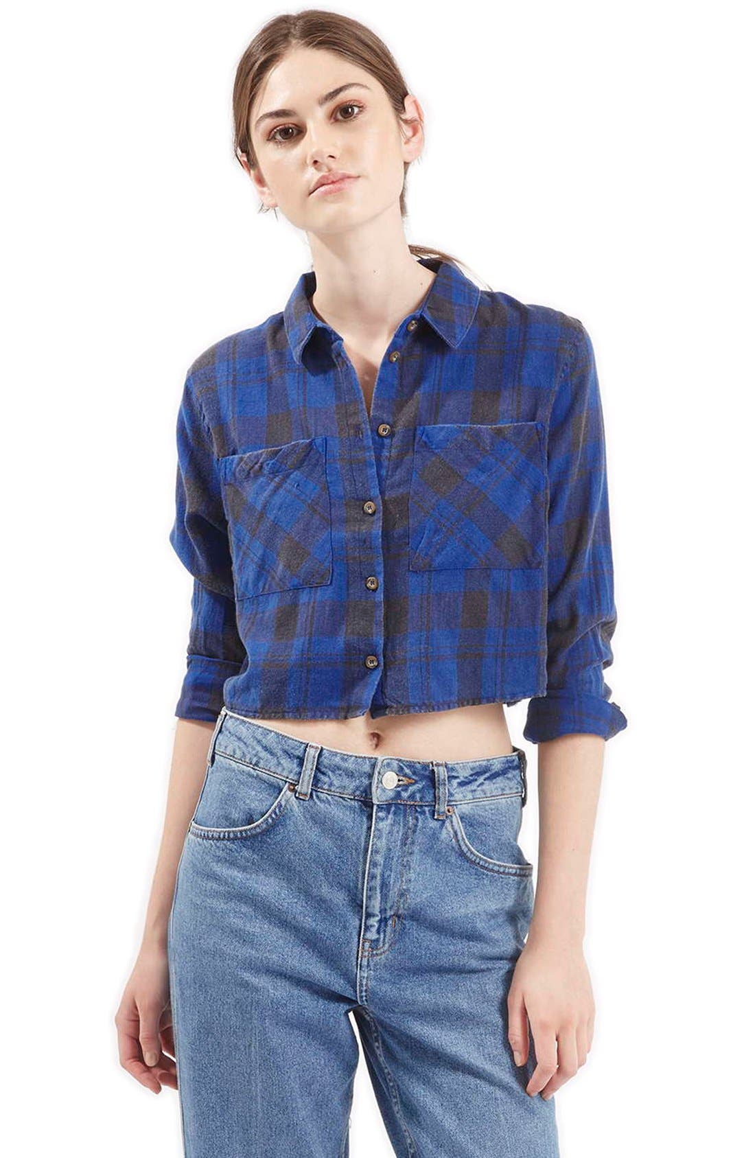 'Chloe' Crop Plaid Shirt Nordstrom