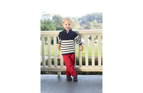 Busy Bees Cotton Zip Sweater In Breton Navy White Stripe