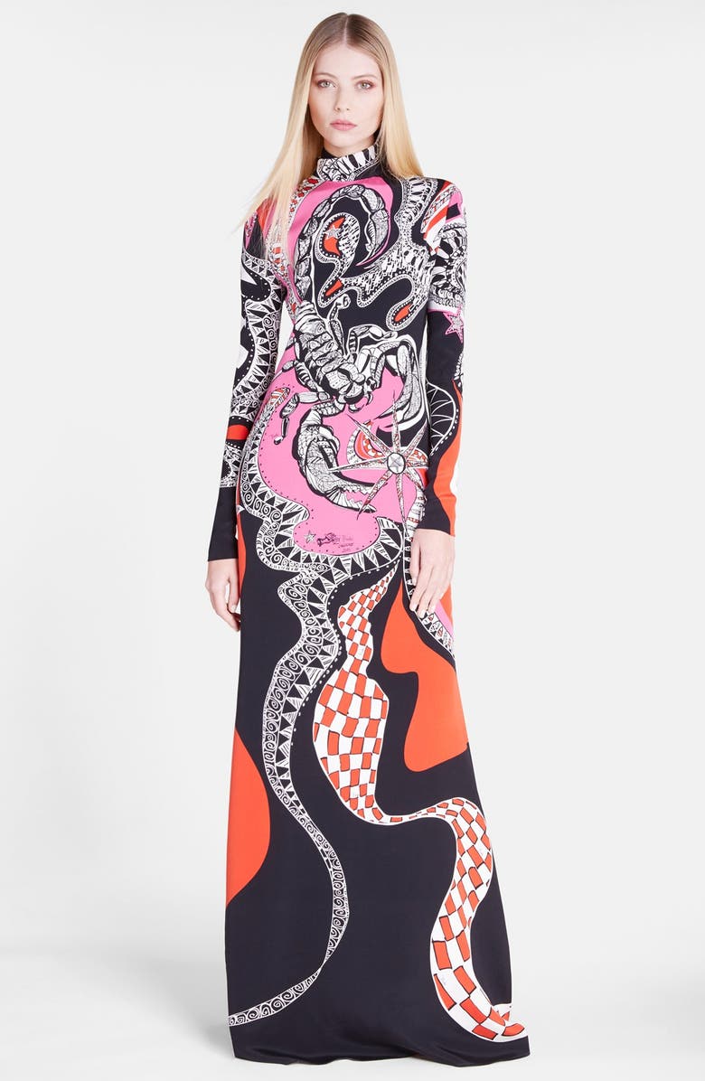 Emilio Pucci 'Scorpio' High Neck Silk Gown | Nordstrom