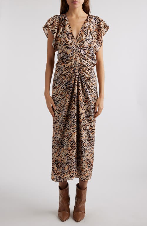 Shop Isabel Marant Lyndsay Print Center Ruched Dress In Natural