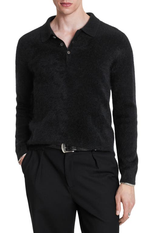 JOHN VARVATOS JOHN VARVATOS VERONA LONG SLEEVE CASHMERE POLO SWEATER 