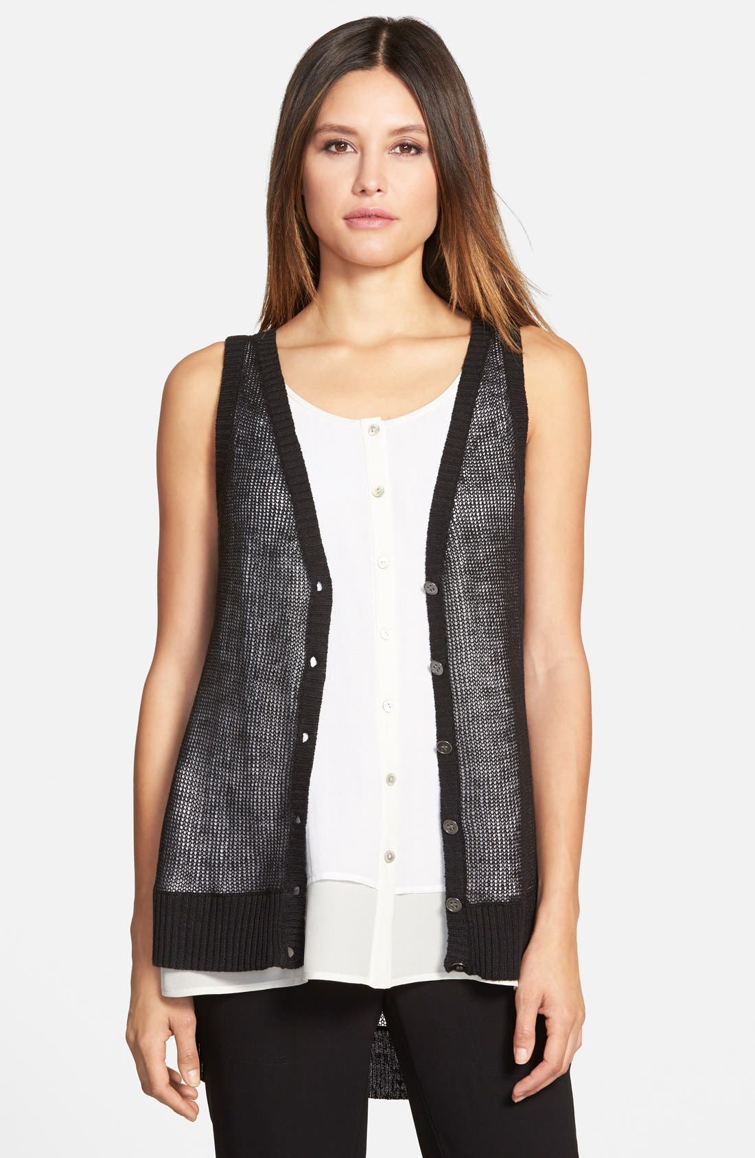 Eileen Fisher VNeck Organic Linen Vest (Regular & Petite) Nordstrom
