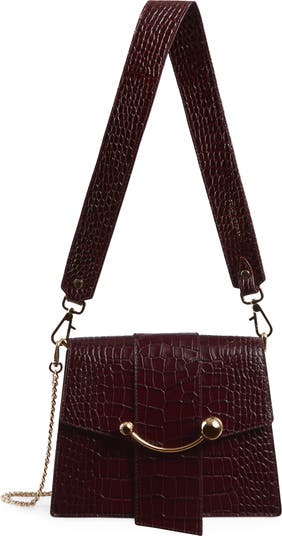 Strathberry Box Crescent Leather Shoulder Bag