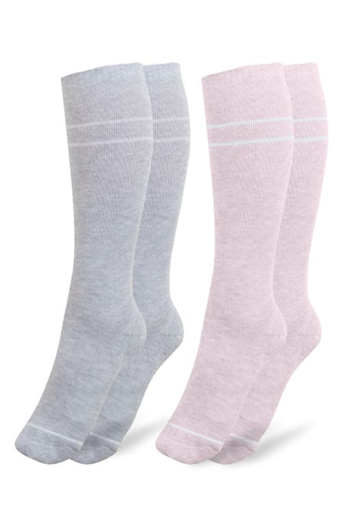 Premium Compression Knee High Maternity Socks in Grey Heather/Soft Pink