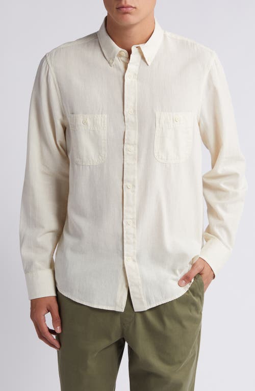 Shop Treasure & Bond Regular Fit Cotton & Linen Button-down Shirt In Natural Seeded Chambray