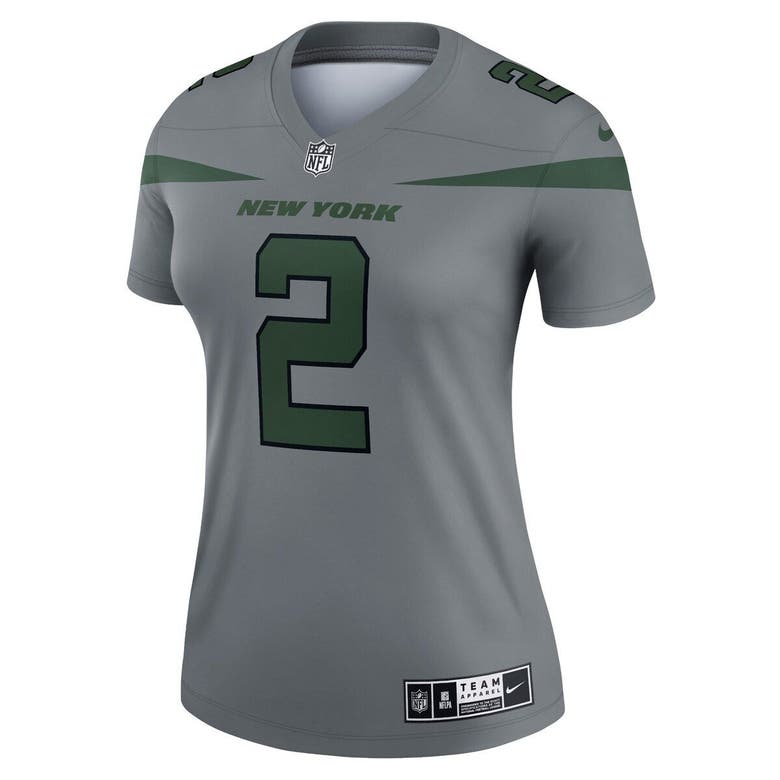 Youth Nike Zach Wilson Gray New York Jets Inverted Team Game