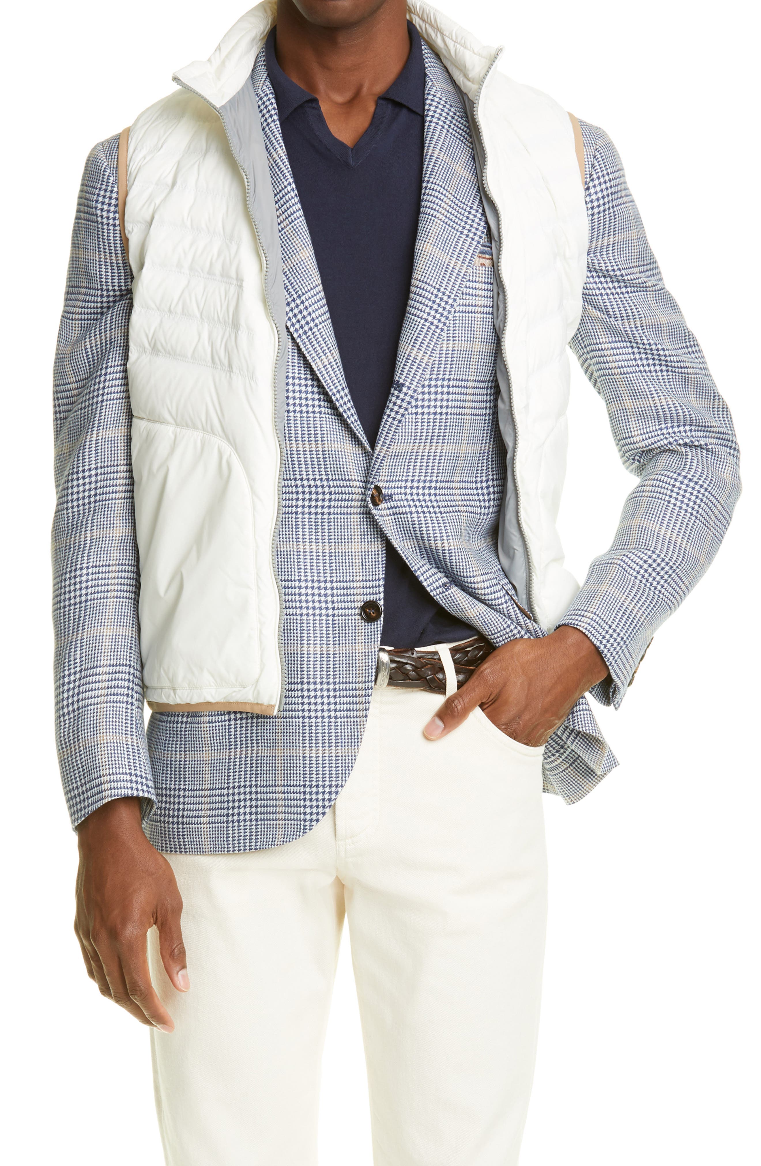 Brunello Cucinelli Men's Padded Nylon Vest - White - Size Medium