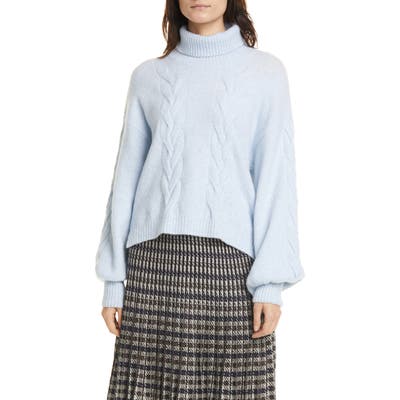Baum Und Pferdgarten Cable Turtleneck Wool Blend Sweater, Blue