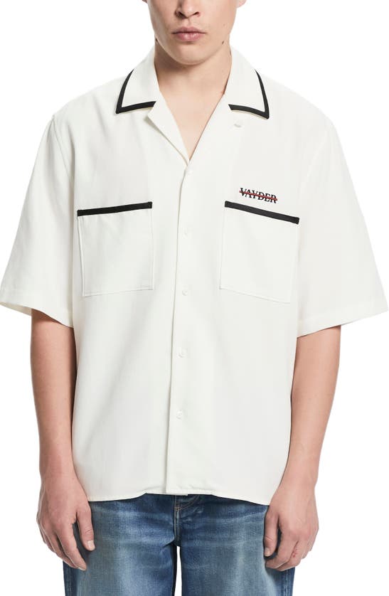 Shop Vayder Luca Oversize Silk Blend Camp Shirt In White