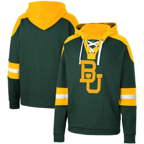 Men's Colosseum Green Baylor Bears Lace-Up 4.0 Pullover Hoodie