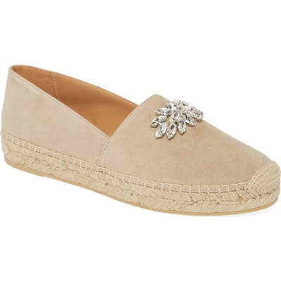 Miu Miu Crystal Espadrille Flat, Beige