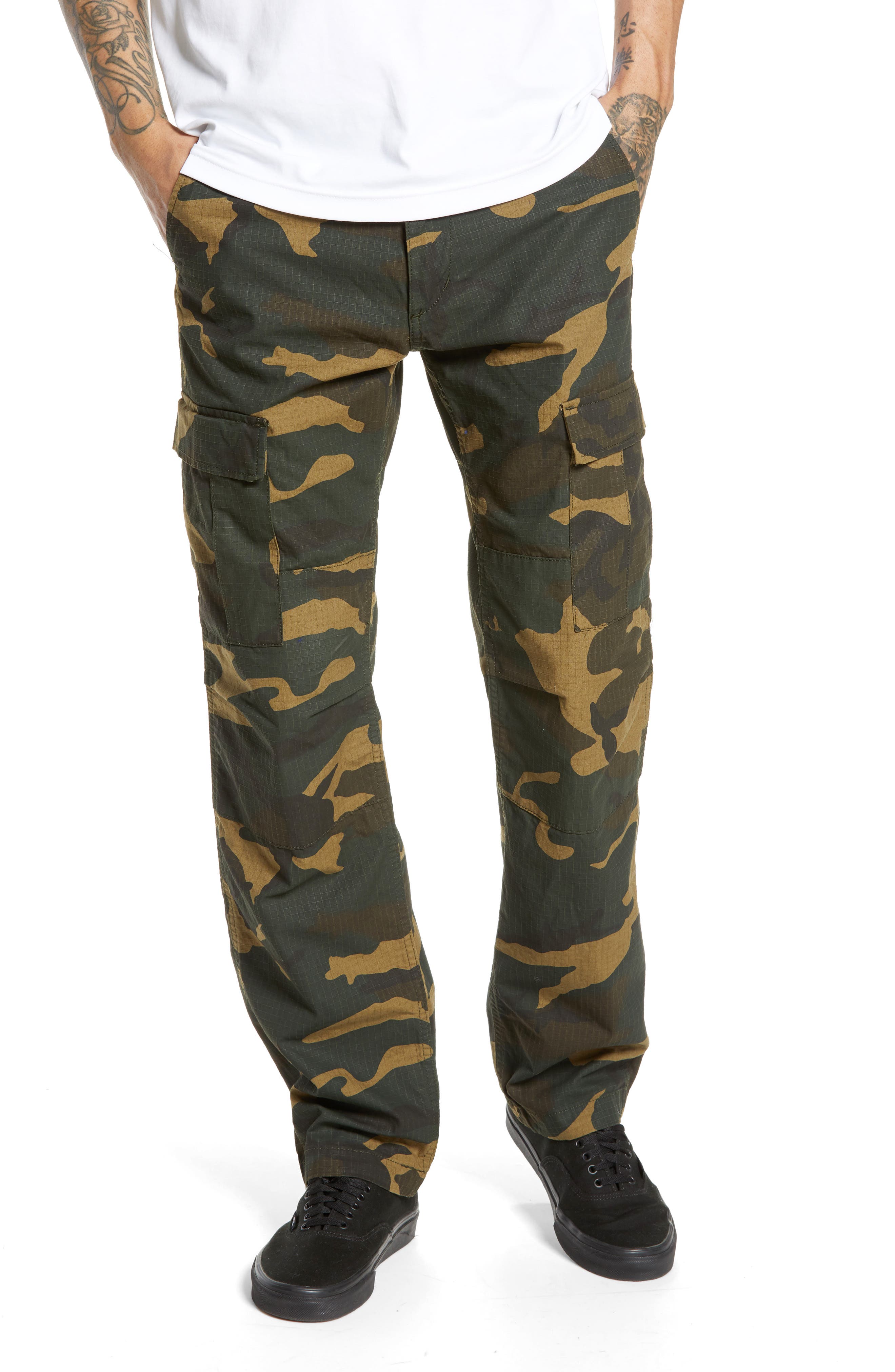 No Fear Camouflage Cuffed Chino Trousers Mens Green Skate Clothing Pants Bottoms 