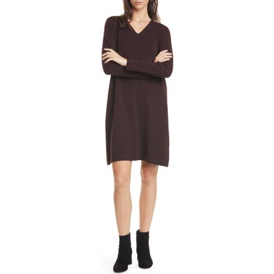 Eileen Fisher Long Sleeve Merino Wool Sweater Dress, Purple