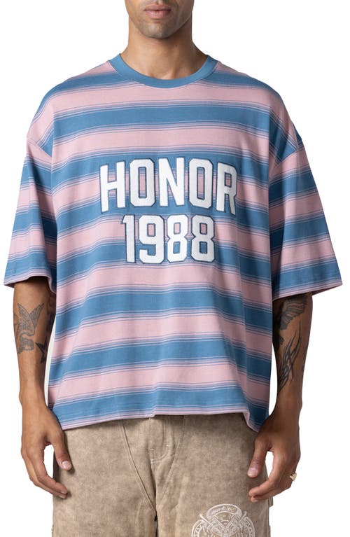 Shop Honor The Gift 1988 Logo Appliqué Box Stripe T-shirt In Pink