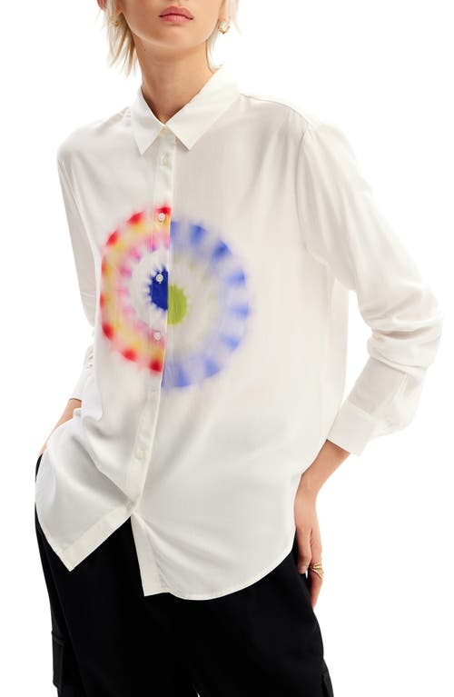 Cam Ohm Graphic Button-Up Shirt in White