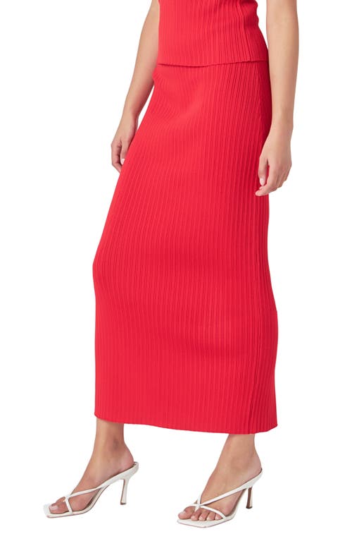 Endless Rose Rib Maxi Skirt In Red