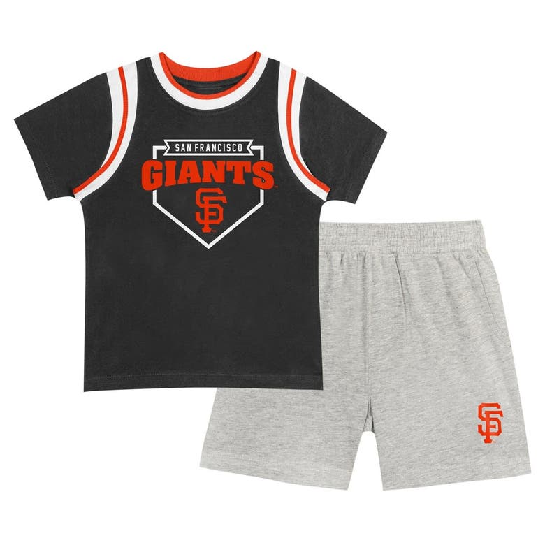 Outerstuff Kids' Toddler Fanatics Branded Black/gray San Francisco Giants Bases Loaded T-shirt & Shorts Set