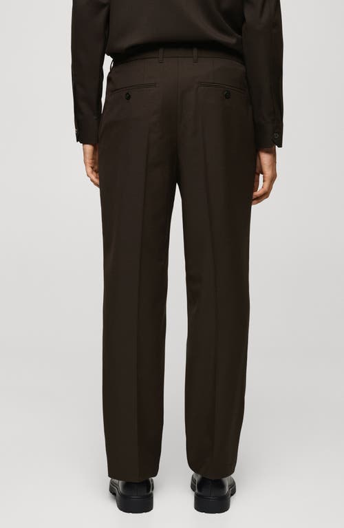Mango Regular Fit Pleated Pants In Chocolate