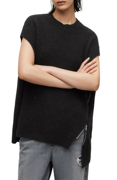 AllSaints Castel Cap Sleeve Sweater in Black