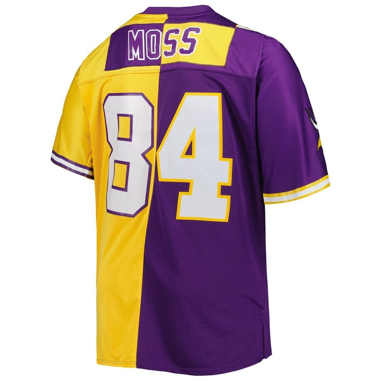 Men's Mitchell & Ness Randy Moss Purple/Gold Minnesota Vikings 1998 Split Legacy Replica Jersey