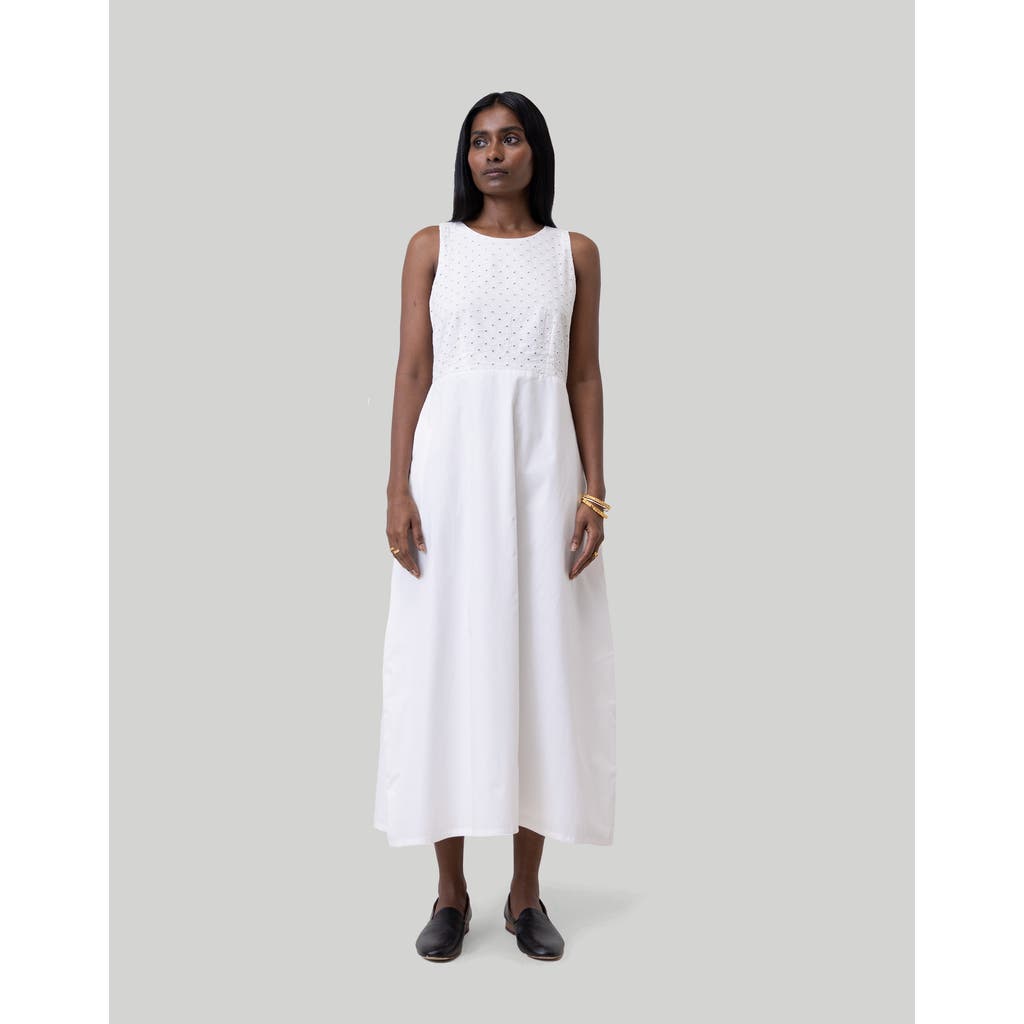 Reistor Cross-back Midi Dress In Coconut White