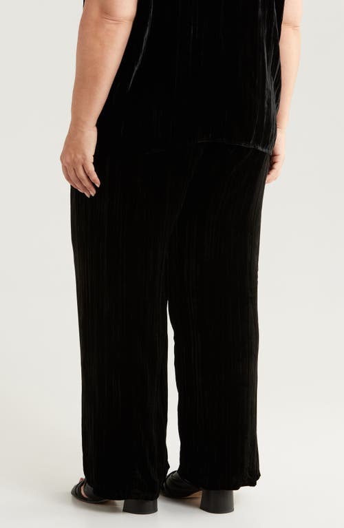 Shop Eileen Fisher Wide Leg Crushed Velvet Ankle Pants In Black