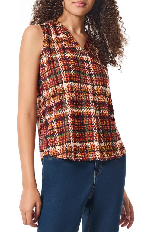 Shop Jones New York Plaid Sleeveless Knit Top In Bordeaux Multi