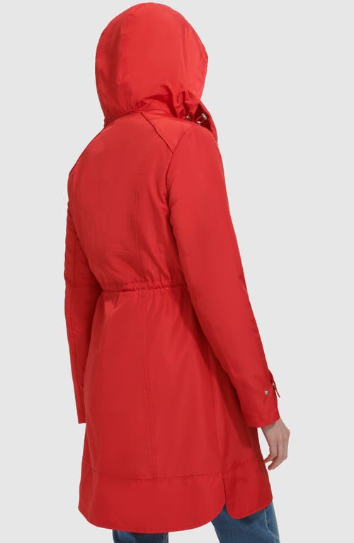 Shop Cole Haan Signature Travel Packable Hooded Rain Jacket In Red