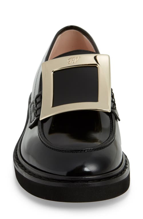 Shop Roger Vivier Viv Rangers Buckle Leather Loafer In Black/gold