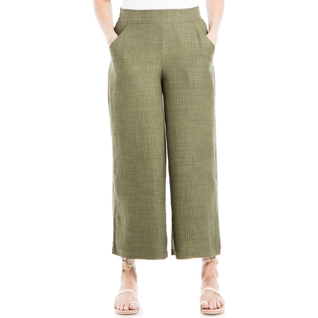 Max Studio Textured Wide Leg Pants In Green