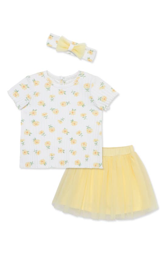 Little Me Babies' 3-piece Daisy Skort Set In Yellow
