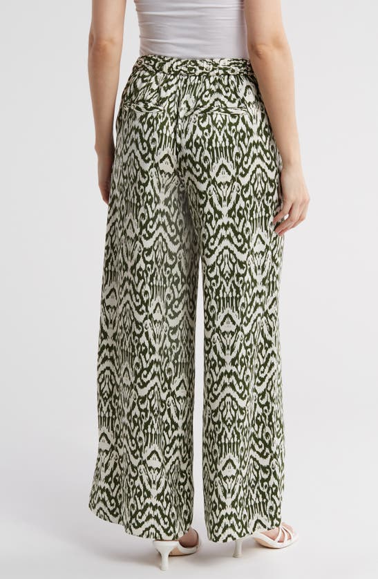 Shop Philosophy By Rpublic Clothing Ikat Print Wide Leg Pants In New Green Print