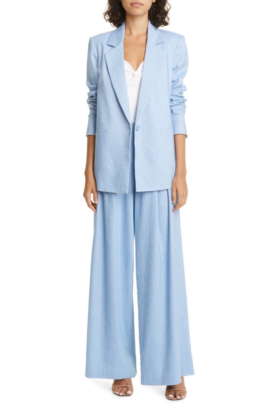 Alice And Olivia Denny Longline Blazer In Chambray