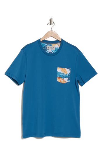 Shop Original Penguin Knit Contrast Pocket T-shirt In Vallarta Blue