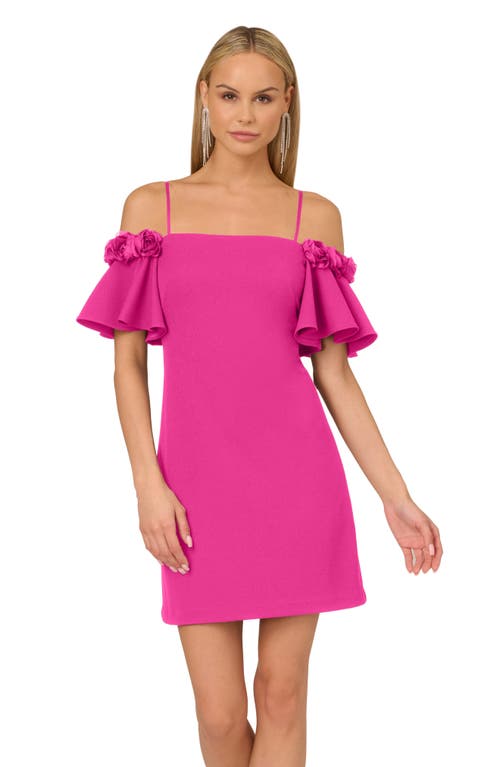 Shop Adrianna Papell Crepe Cold Shoulder Minidress In Electric Passion