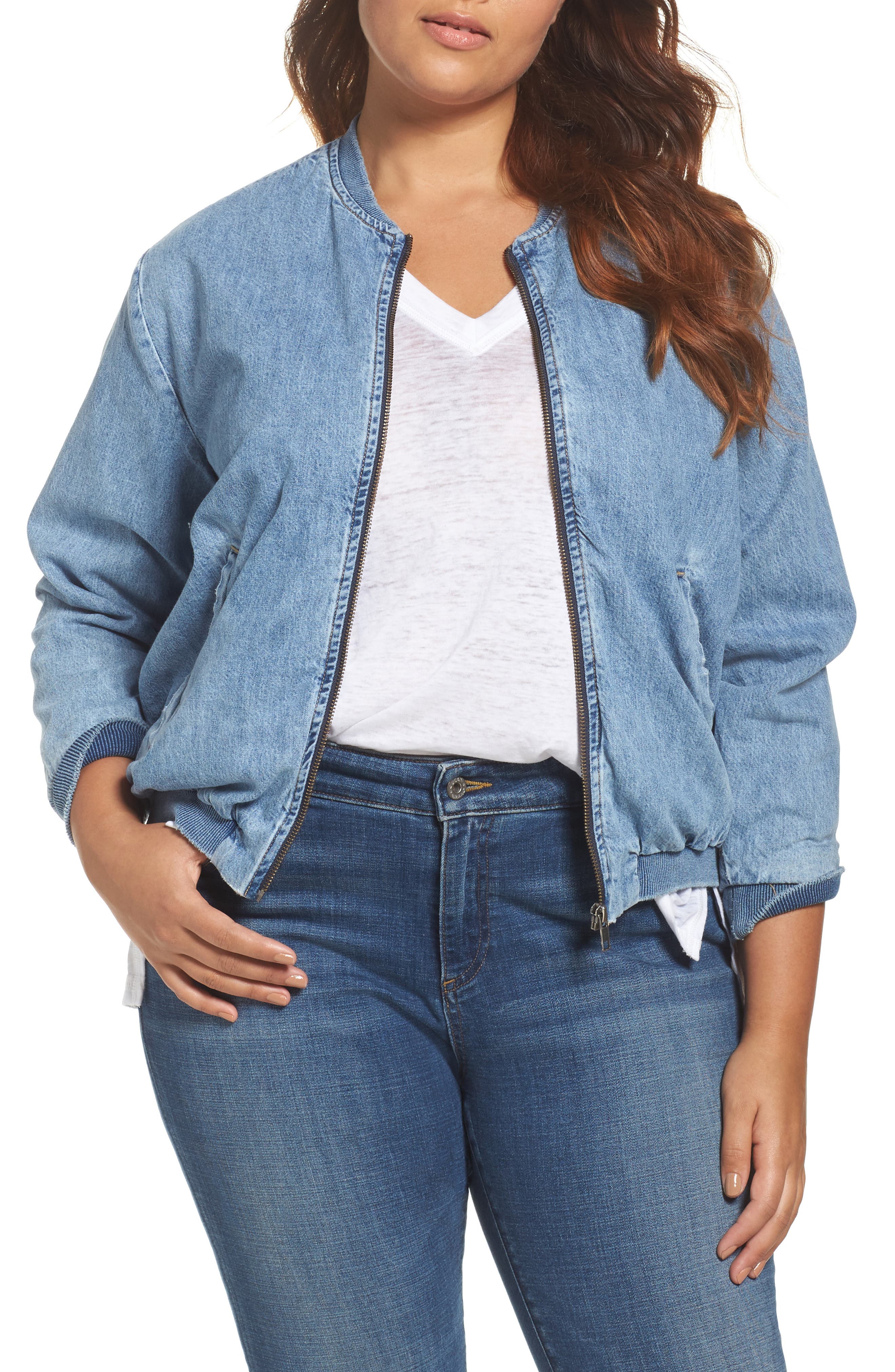 Lucky Brand Denim Bomber Jacket (Plus Size) Nordstrom