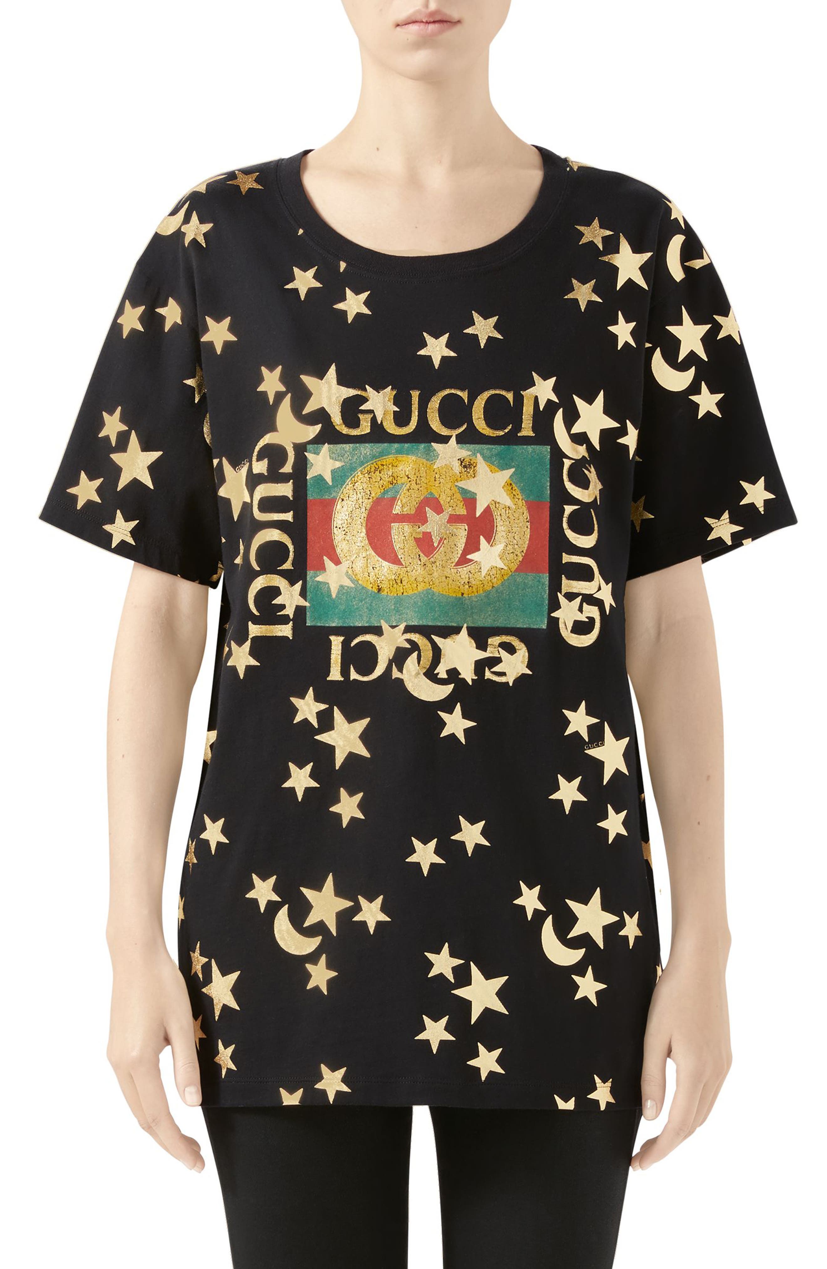 Gucci Star \u0026 Moon Logo Print Cotton Tee 