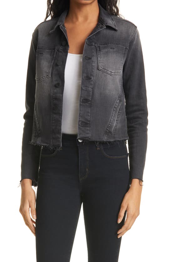 L'agence Janelle Slim Raw Hem Denim Jacket In Vintage Black