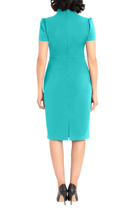 Maggy London Tie Neck Puff Sleeve Scuba Crepe Dress In Spectra Green ...