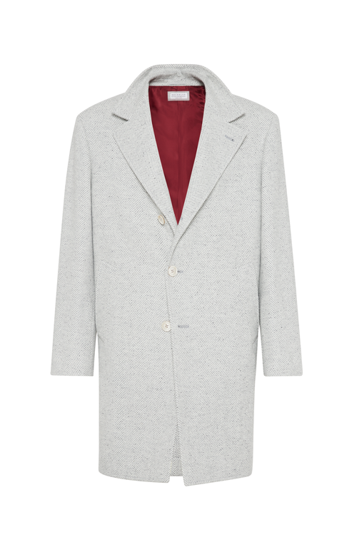 Shop Brunello Cucinelli Chevron Coat In Pearl Grey