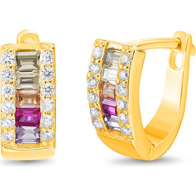 Lesa Michele Rainbow Cubic Zirconia Half Huggie Earrings