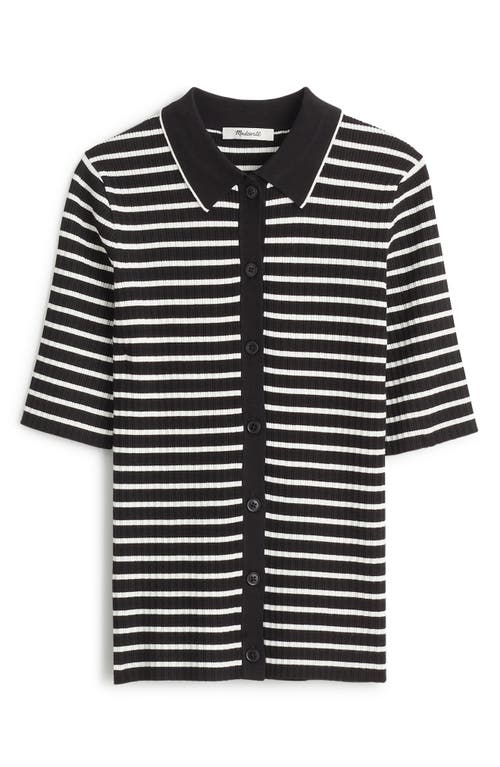 Shop Madewell The Signature Knit Sweater Polo Top In Abyss