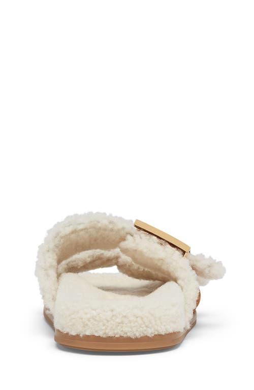 Shop Fendi Feel Genuine Shearling Slide Sandal In Beige/latte
