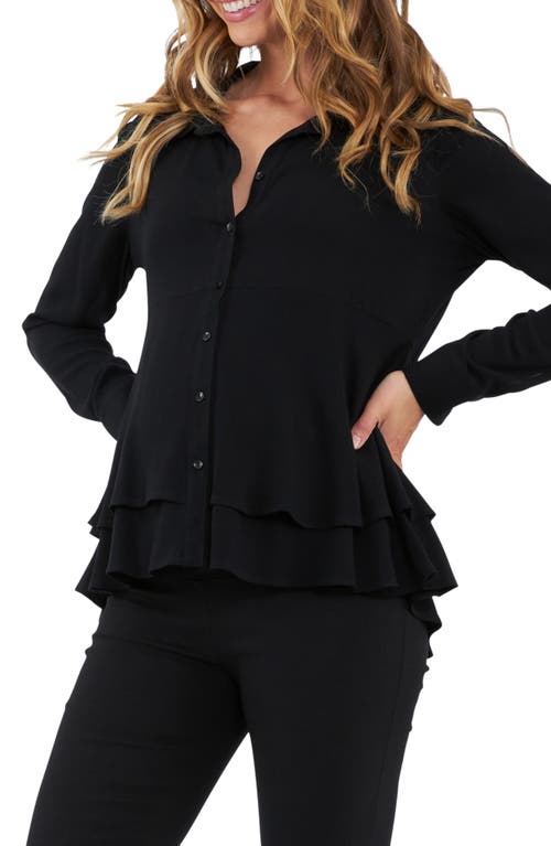 Shop Ripe Maternity Evelyn Peplum Maternity/nursing Shirt In Black