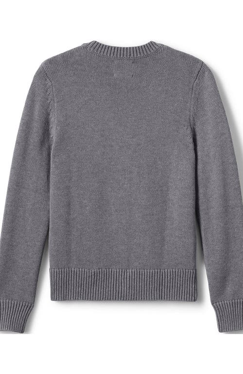 Lands' End School Uniform Boys Cotton Modal Button Front Cardigan Sweater In Pewter Heather