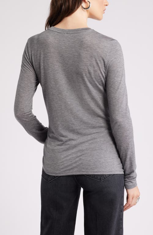 Shop Nordstrom Long Sleeve Lyocell & Wool T-shirt In Grey Dark Heather