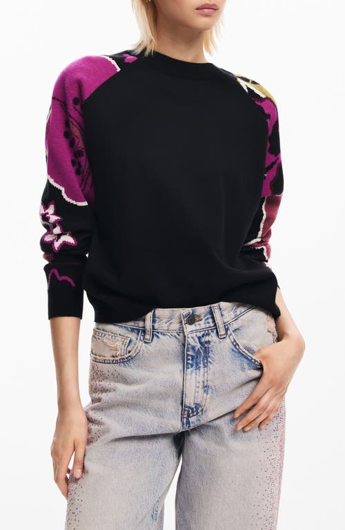 Desigual Barbie Colorblock Crewneck Sweater in Black 