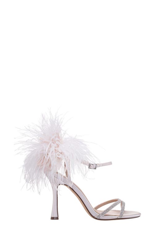 Nina Demi Faux Feather Ankle Strap Sandal In Ivory